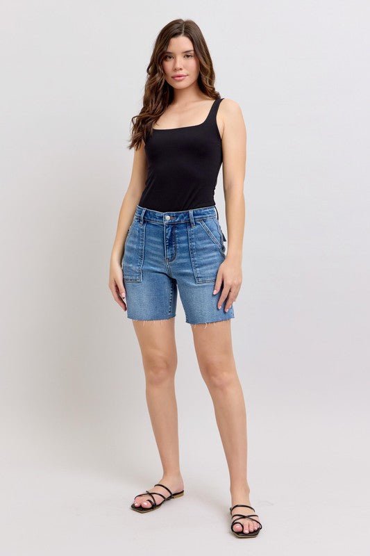 Judy Blue Bermuda Back Flap Shorts - The Nines