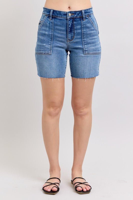 Judy Blue Bermuda Back Flap Shorts - The Nines