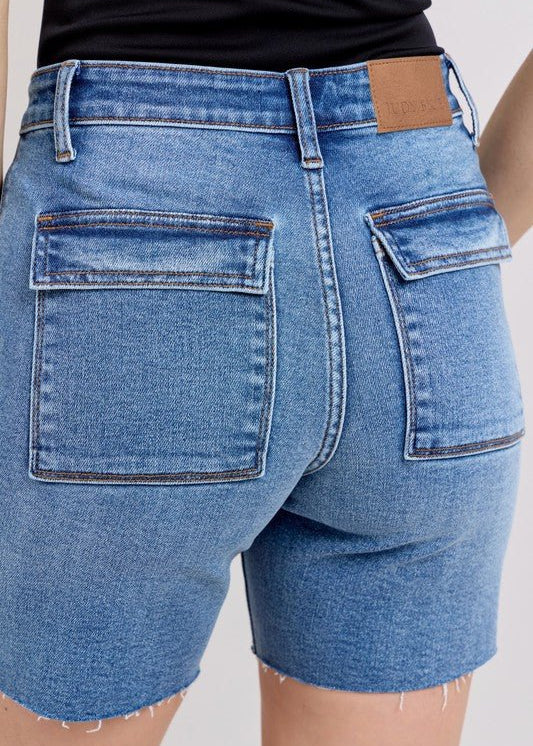 Judy Blue Bermuda Back Flap Shorts - The Nines
