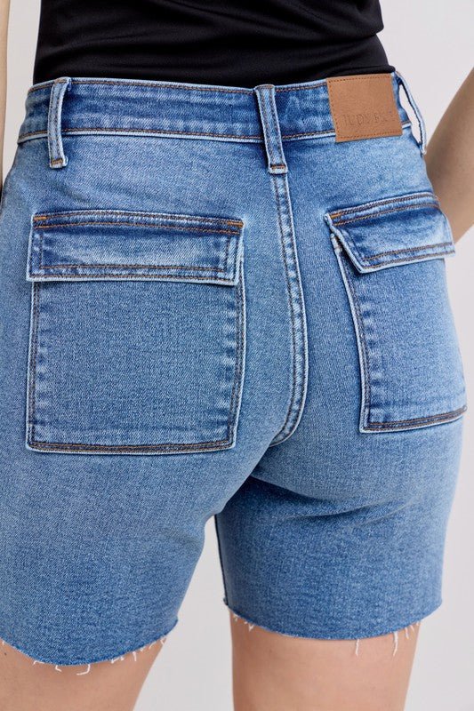 Judy Blue Bermuda Back Flap Shorts - The Nines