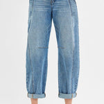 Risen Midrise Ankle Barrel Double Roll up Jean - The Nines