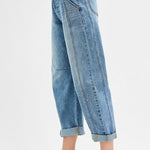 Risen Midrise Ankle Barrel Double Roll up Jean - The Nines