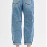Risen Midrise Ankle Barrel Double Roll up Jean - The Nines