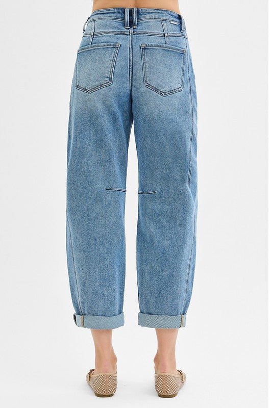 Risen Midrise Ankle Barrel Double Roll up Jean - The Nines