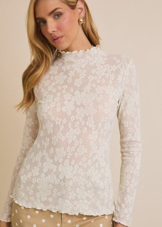 Mock Lace Sleeve Tops - 2 Colors! - The Nines