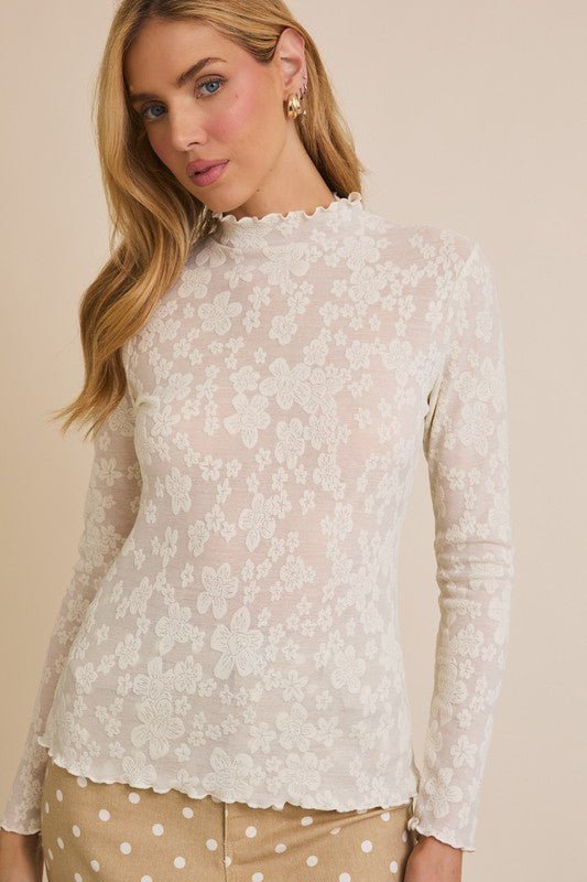 Mock Lace Sleeve Tops - 2 Colors! - The Nines