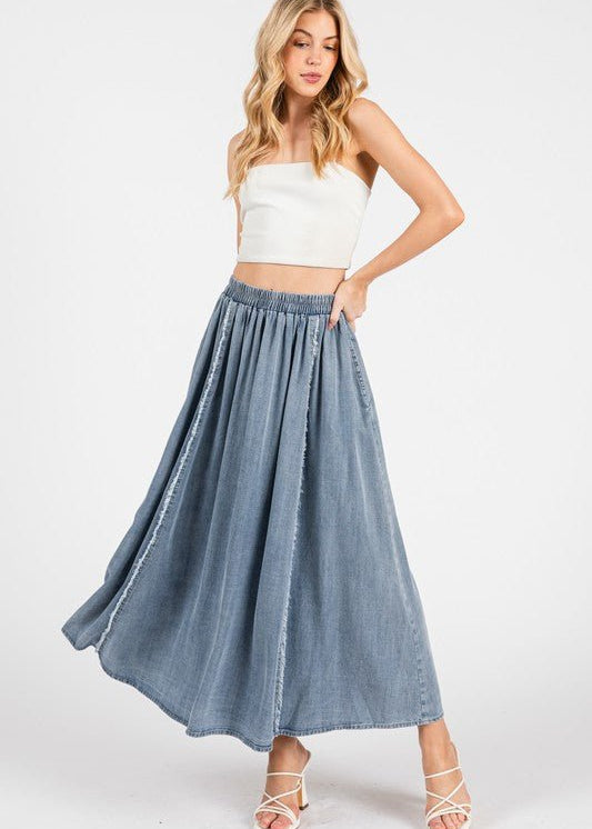 Tencel Denim Midi Skirt - The Nines