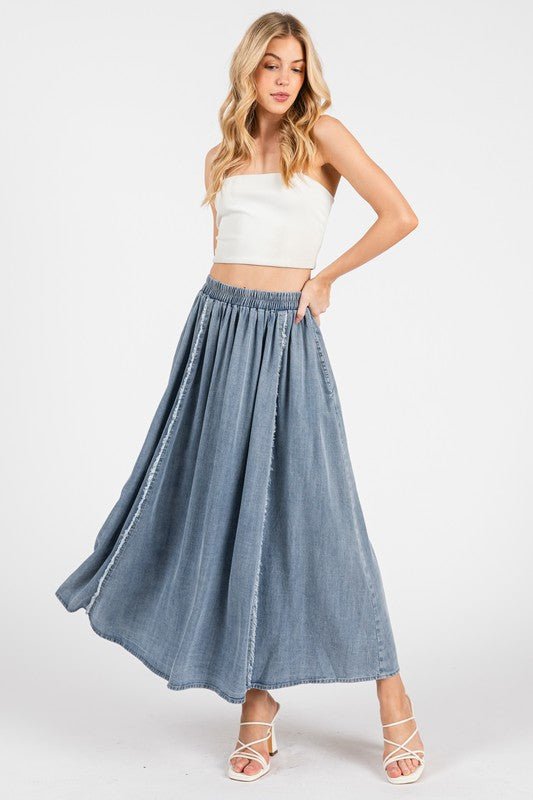 Tencel Denim Midi Skirt - The Nines