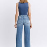Vervet Mid Rise Medium Wash Raw Hem Jean - The Nines