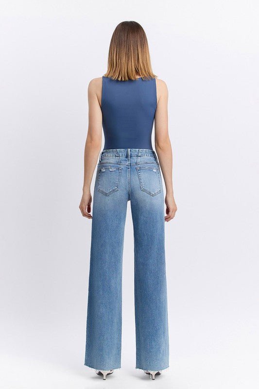 Vervet Mid Rise Medium Wash Raw Hem Jean - The Nines