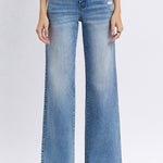 Vervet Mid Rise Medium Wash Raw Hem Jean - The Nines