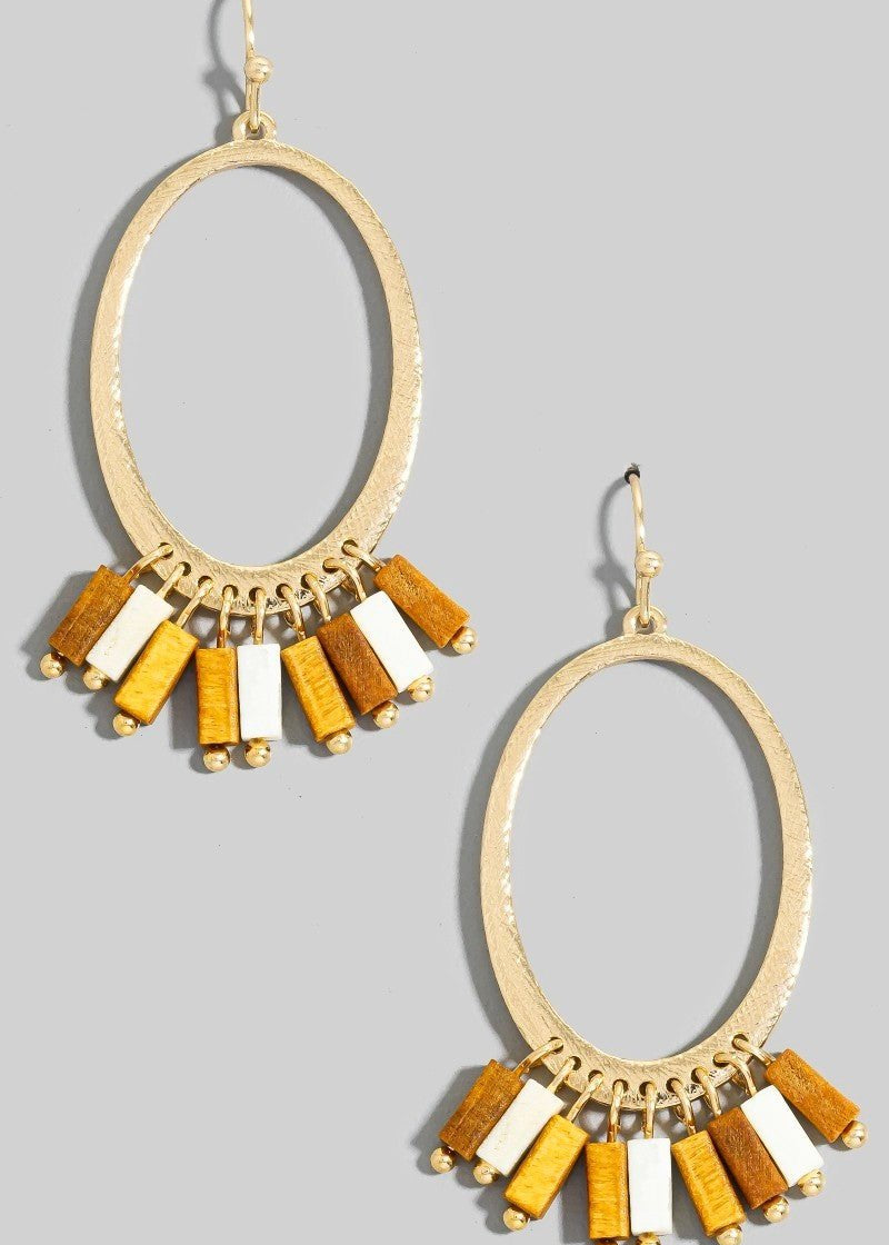 Wooden Bead Fringe Earring - The Nines