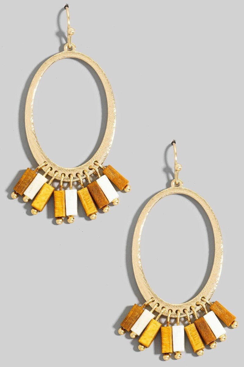 Wooden Bead Fringe Earring - The Nines