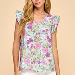 Blue Garden Party Floral Top - The Nines