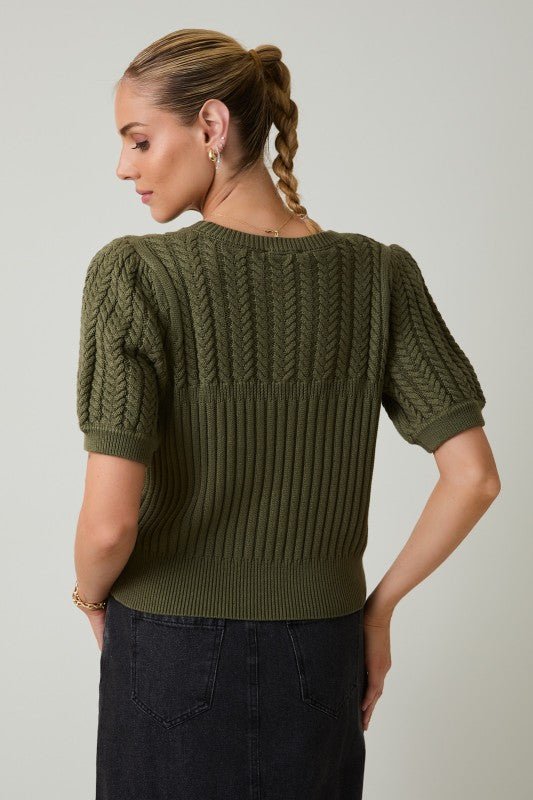 Cable Knit Short Sleeve Sweater - 3 Colors! - The Nines