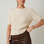 Cable Knit Short Sleeve Sweater - 3 Colors! - The Nines