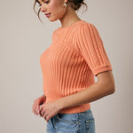Short Sleeve Cable Sweater - 2 Colors! - The Nines
