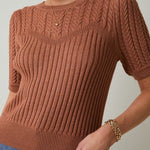 Cable Knit Short Sleeve Sweater - 3 Colors! - The Nines