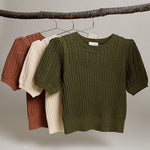 Cable Knit Short Sleeve Sweater - 3 Colors! - The Nines