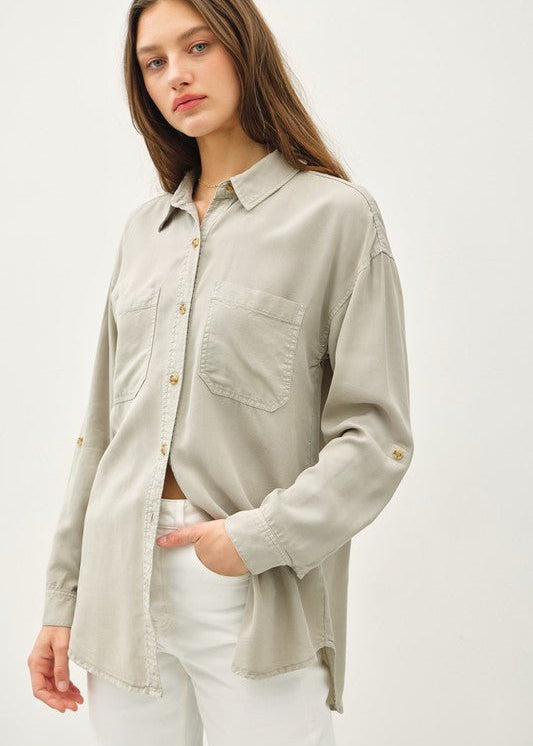 Tencel Oversized Button Down Top - 2 Colors! - The Nines