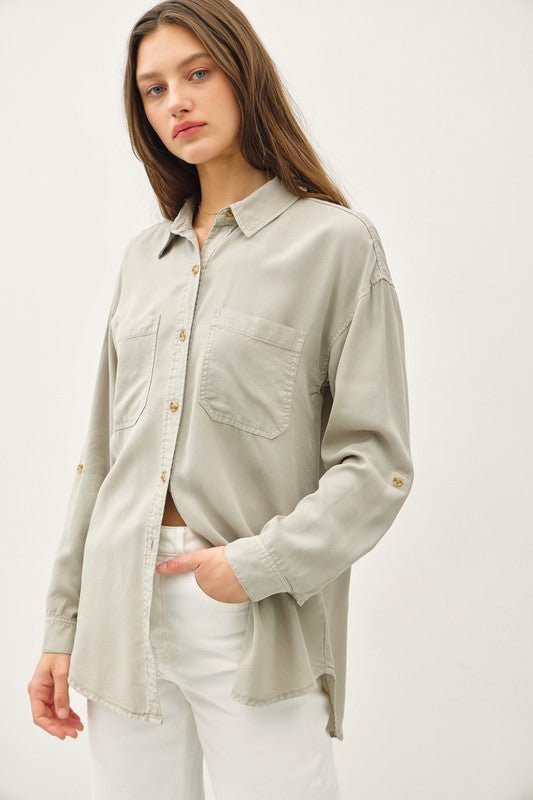Tencel Oversized Button Down Top - 2 Colors! - The Nines