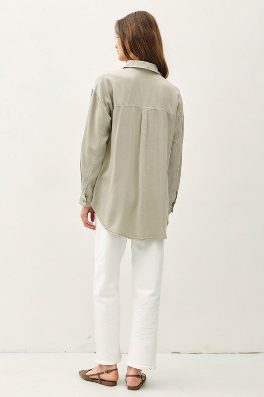 Tencel Oversized Button Down Top - 2 Colors! - The Nines