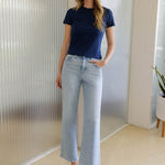 Vervet Light Reverent Wash Crop Slim Wide Leg - The Nines