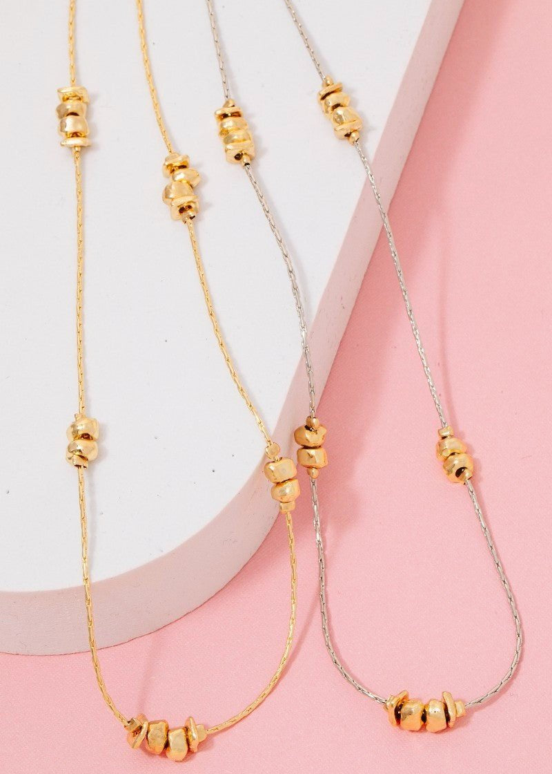 Long Station Bead Necklace - Gold & Silver - The Nines