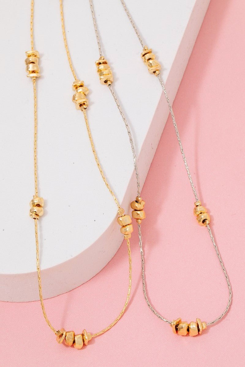 Long Station Bead Necklace - Gold & Silver - The Nines