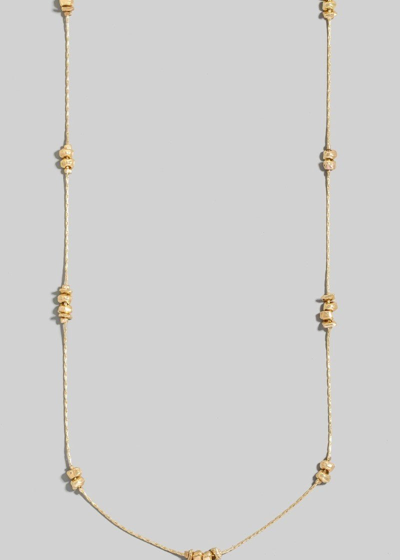 Long Station Bead Necklace - Gold - The Nines