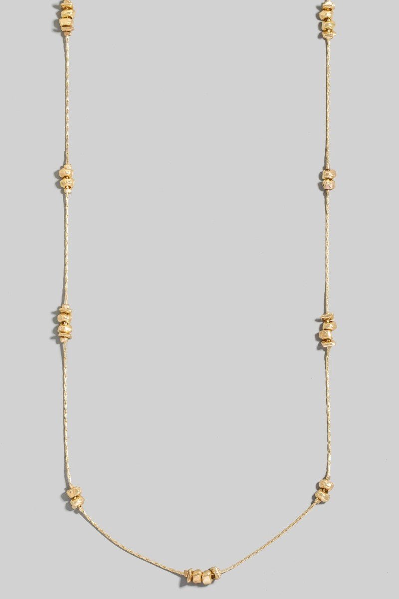Long Station Bead Necklace - Gold - The Nines
