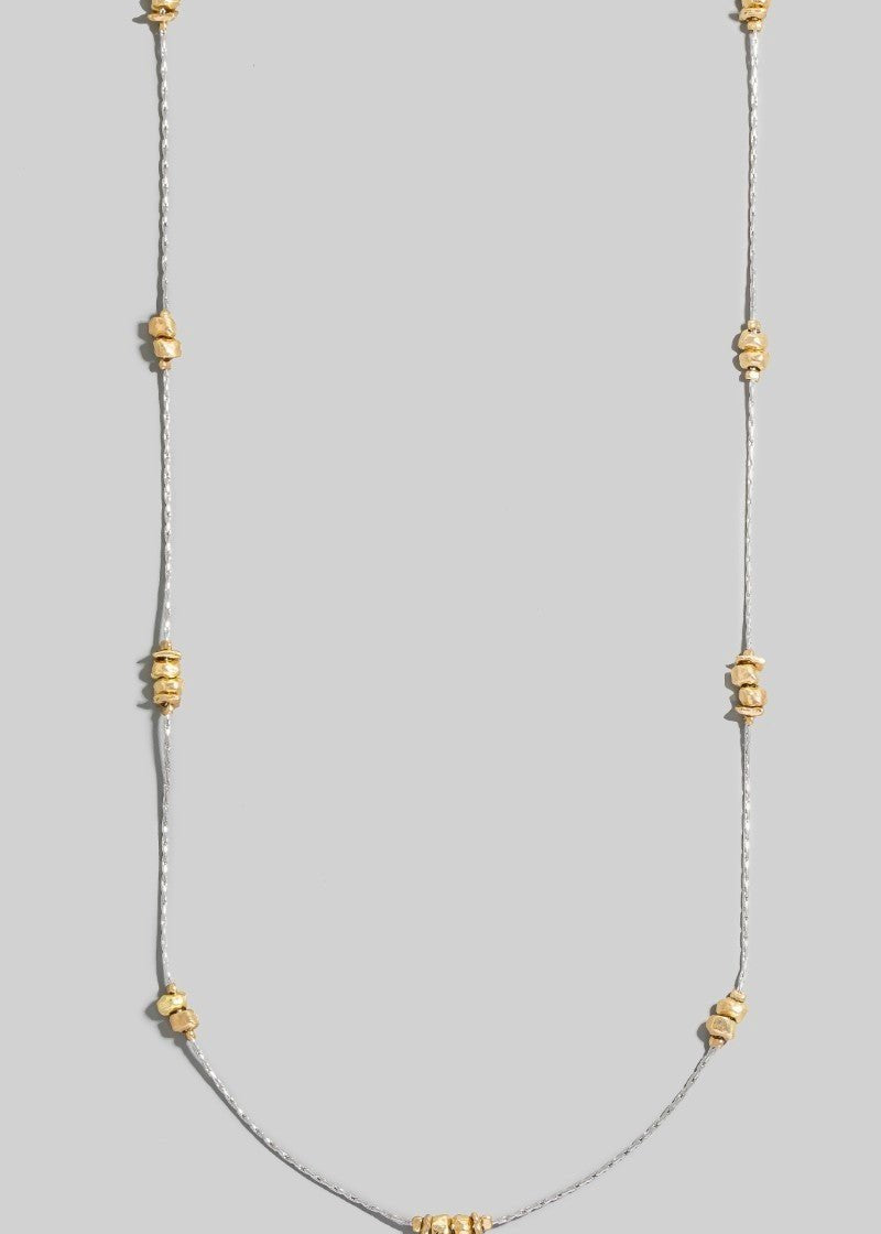 Long Station Bead Necklace - Gold & Silver - The Nines