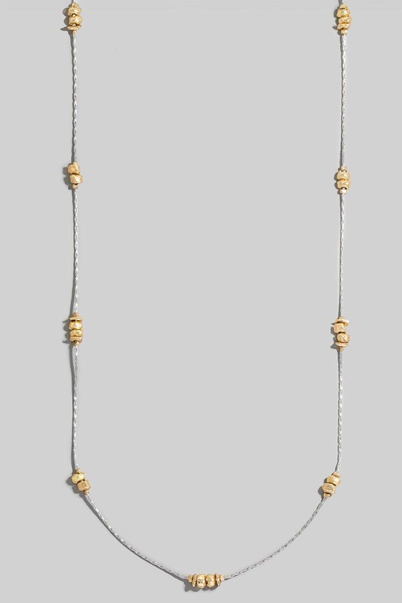 Long Station Bead Necklace - Gold & Silver - The Nines