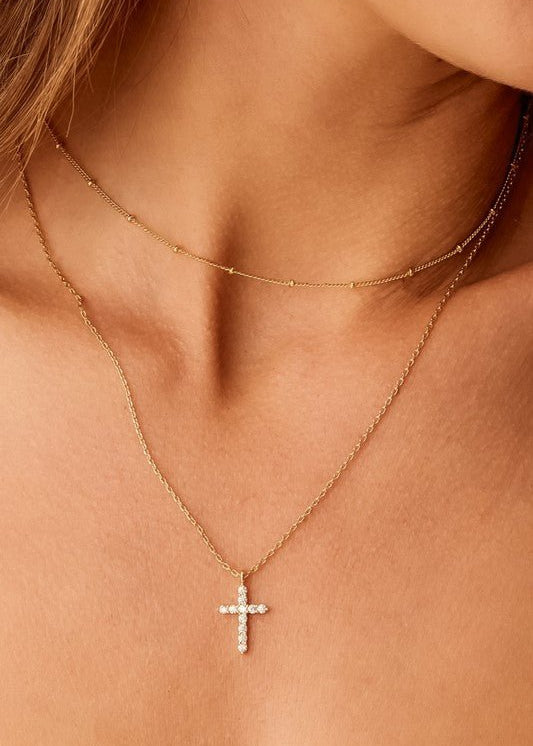 18K Gold Layered Cross Necklace - The Nines