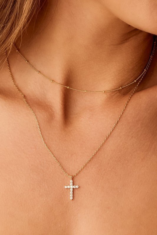 18K Gold Layered Cross Necklace - The Nines