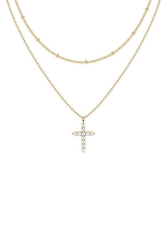 18K Gold Layered Cross Necklace - The Nines