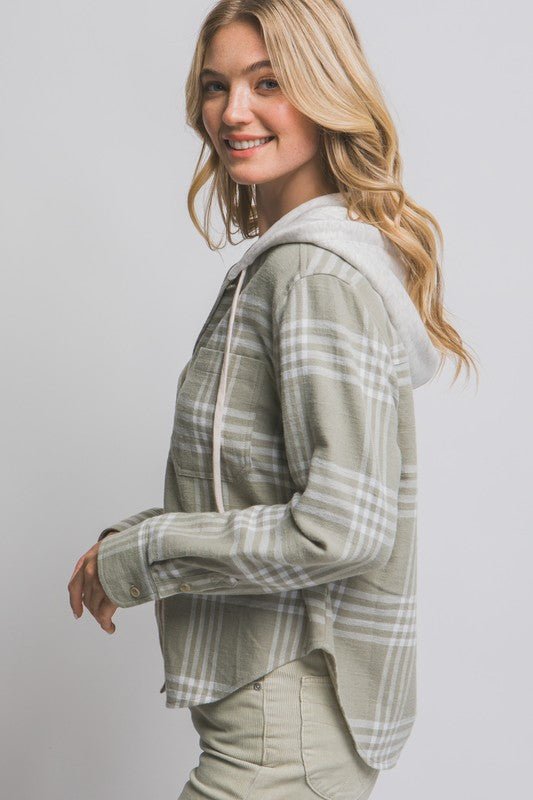 Olive Stone Hooded Flannel - The Nines