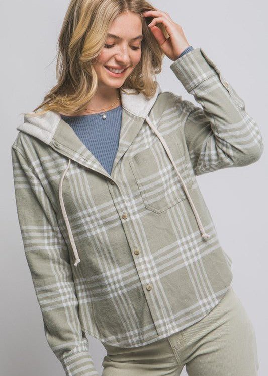 Olive Stone Hooded Flannel - The Nines