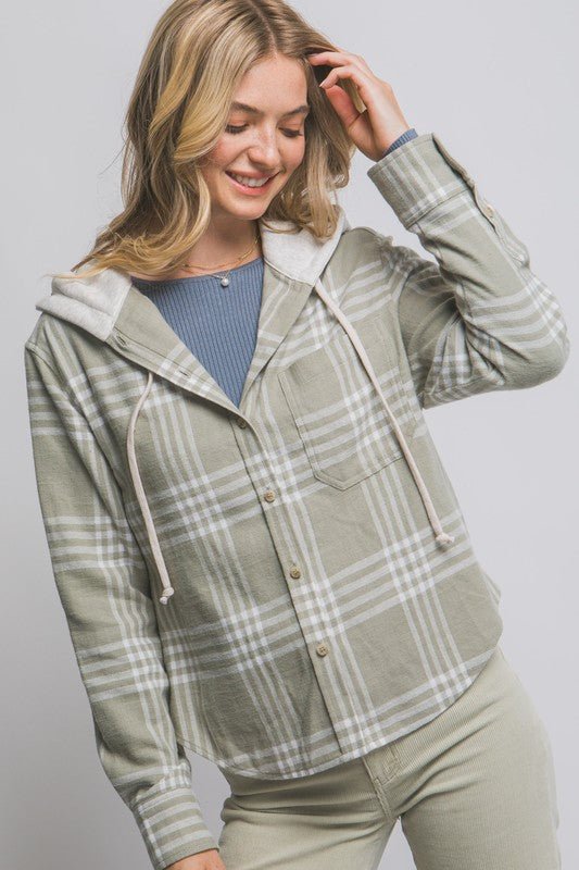 Olive Stone Hooded Flannel - The Nines