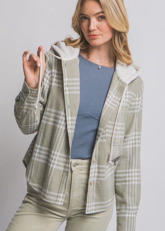 Olive Stone Hooded Flannel - The Nines