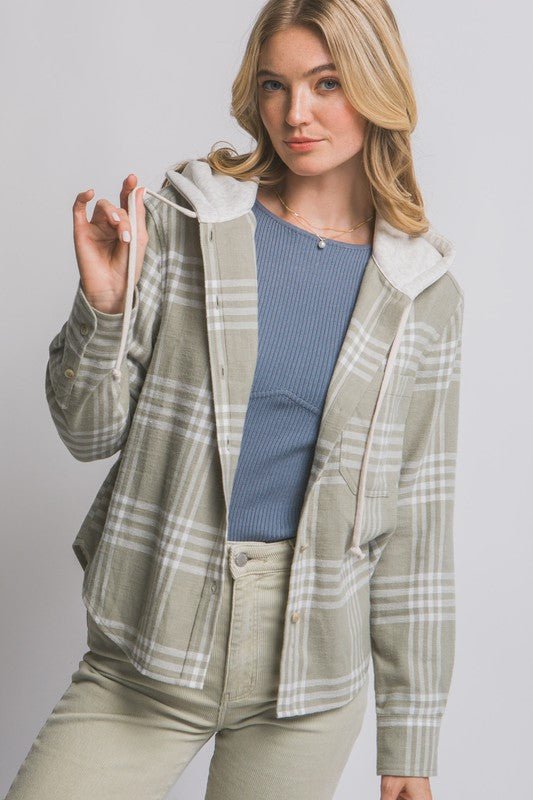 Olive Stone Hooded Flannel - The Nines
