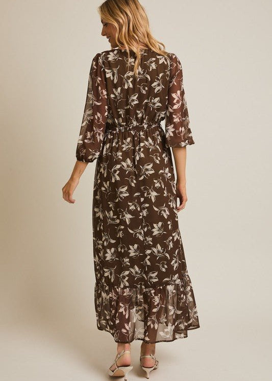 Olive Floral Dress - The Nines