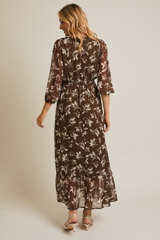 Olive Floral Dress - The Nines