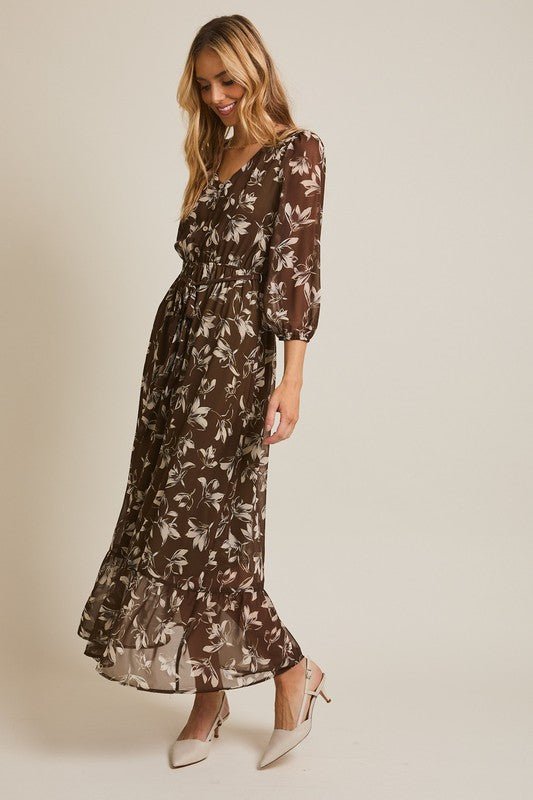 Olive Floral Dress - The Nines