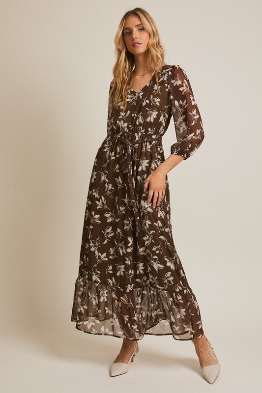 Olive Floral Dress - The Nines