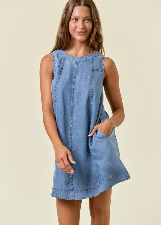 Chambray Pocket Dress - 2 colors! - The Nines