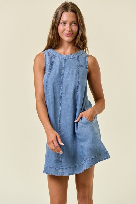 Chambray Pocket Dress - 2 colors! - The Nines