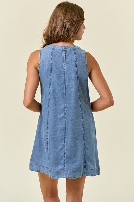 Chambray Pocket Dress - 2 colors! - The Nines