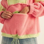 Pink & Lime Fleece Button Pullover - The Nines