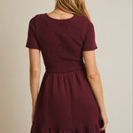 Smocked Burgundy Dress - The Nines
